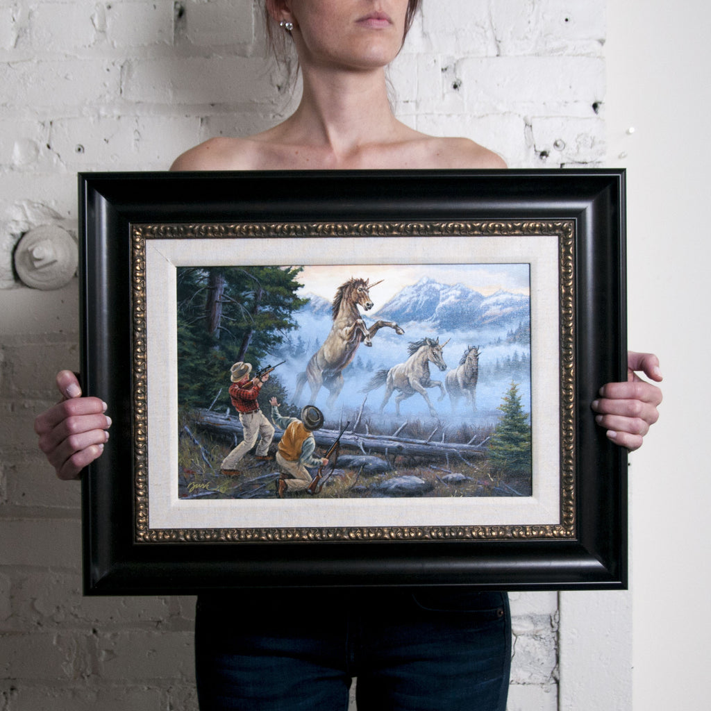 <em>Charge of the Unicorns</em>  Original Oil Painting